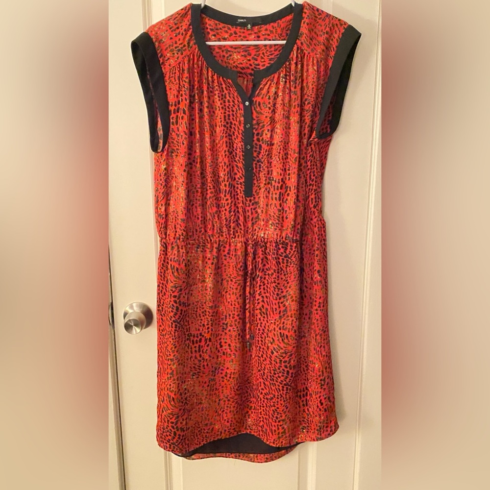 Chaus red/orange leopard dress, size M.